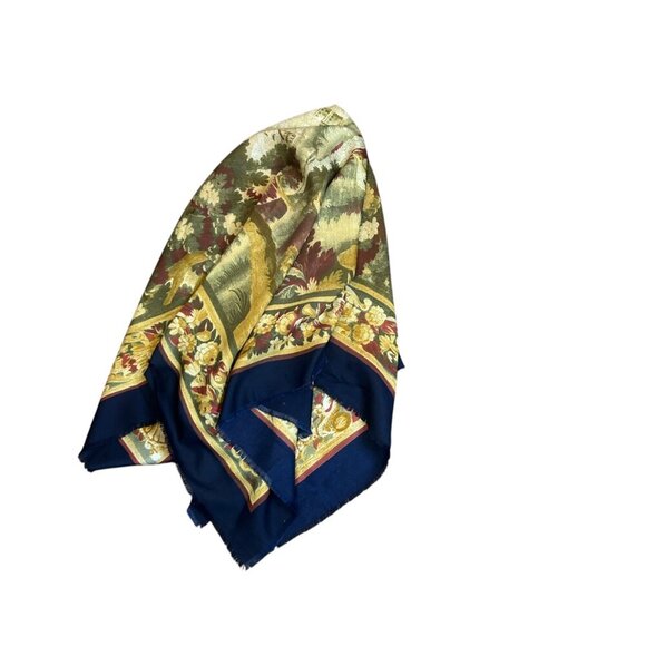 Vintage 90s Tapestry Look Large 46" Square Challis Scarf - Picture 2 of 9